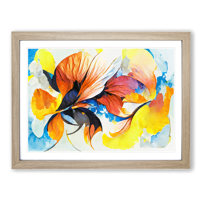 Flowers - Single Picture Frame Painting, 46cm H x 64cm W, Oak Framed