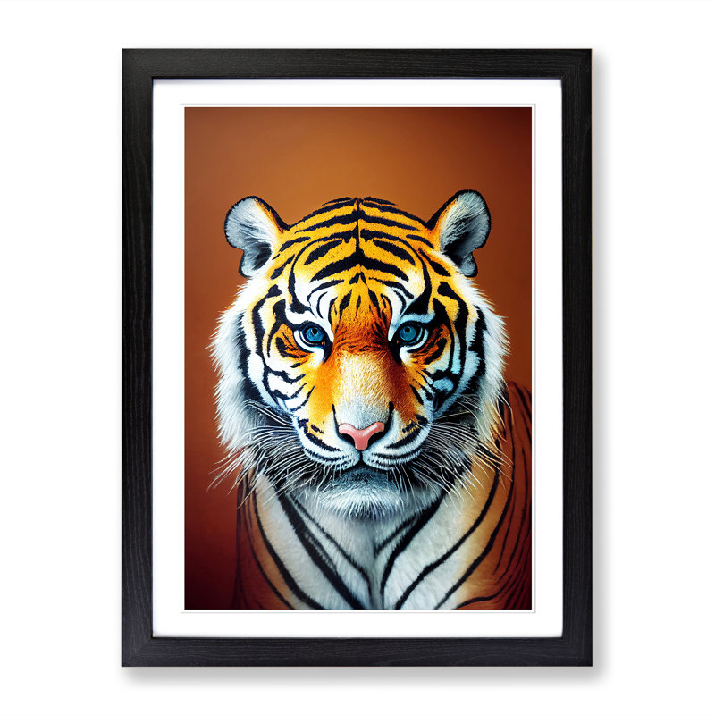 Tiger View - Framed Print, 34cm H x 25cm W x 2cm D, Oak