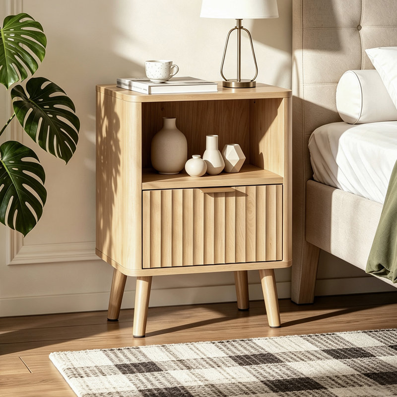 40 cm W Bedside Table, Oak