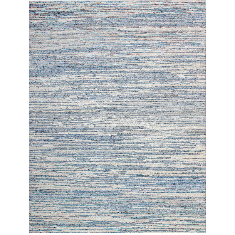 Wool Area Rug in Blue/Ivory, Rectangle 10' x 14'