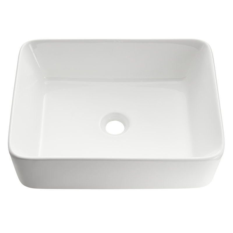 Modena Series 5.4 In. Ceramic Rectangular Vessel Bathroom Sink Basin In White