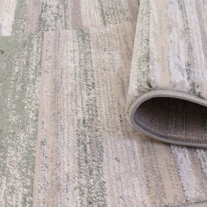 Anandita Stripe Green Area Rug, Rectangle 200 x 275 cm
