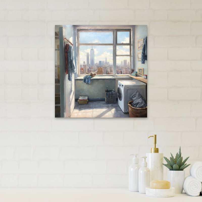 Blanchisserie Alezzi avec vue sur la Tour Eiffel IV sur toile, H 36 po x l 36 po x P 1,5 po