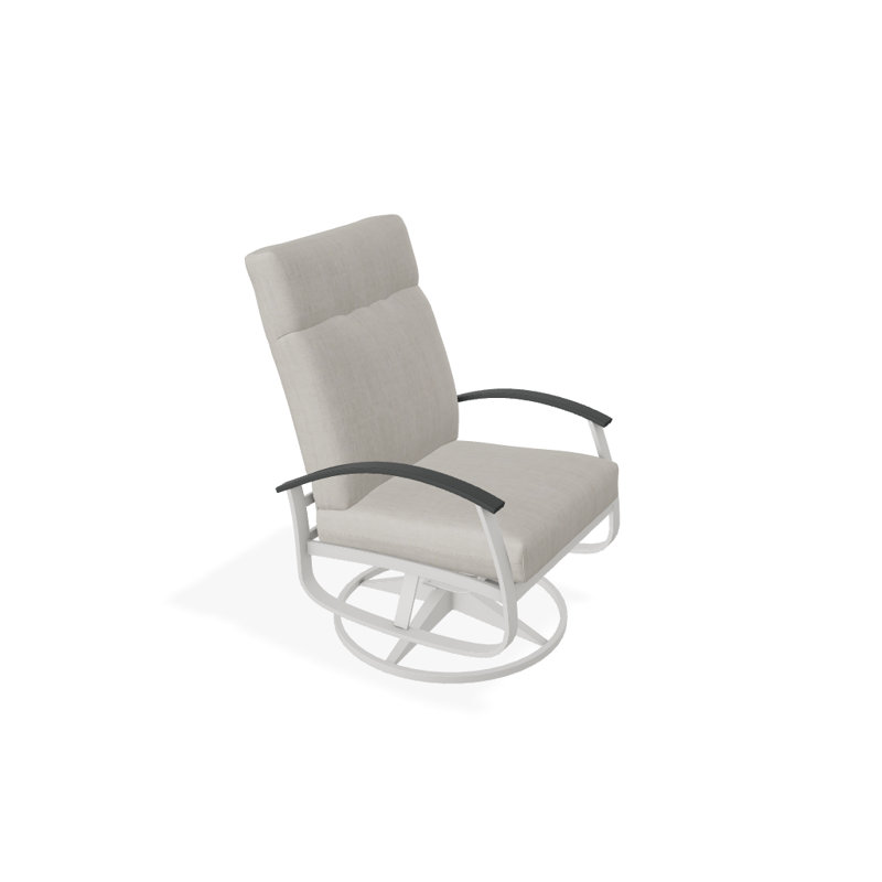 Belle Isle Outdoor Rocker Chair, Blue/White Stripe, Classic Graphite P30, Textured Snow