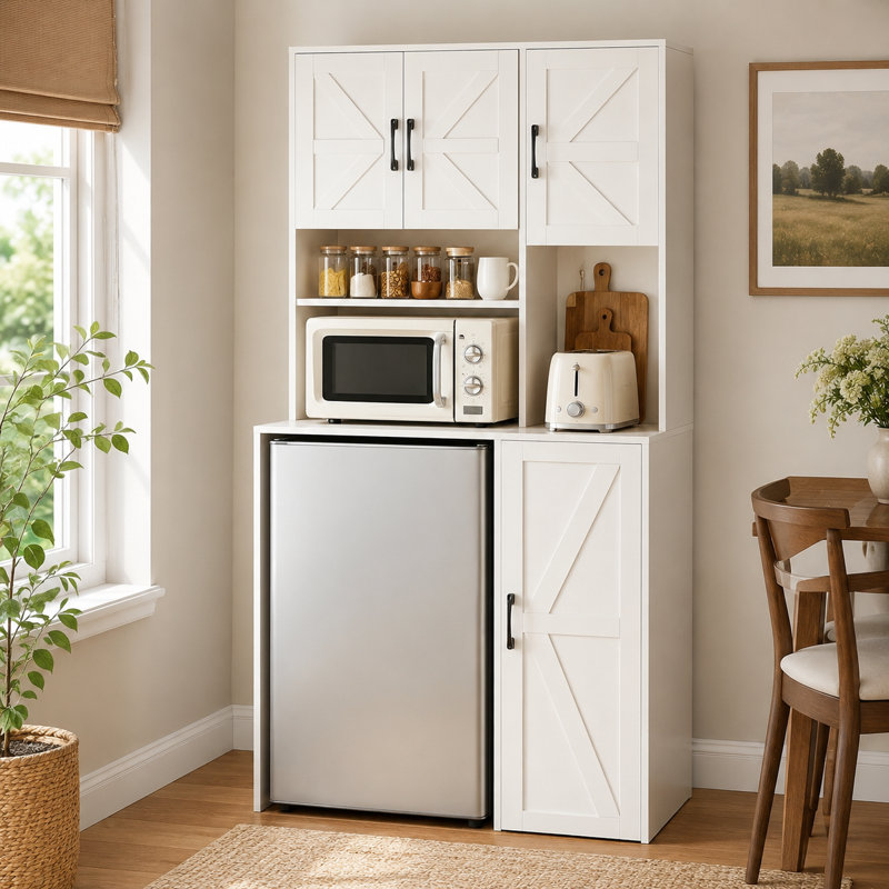 Haut mini armoire de réfrigérateur, étagère de rangement pour four à micro-ondes, blanc