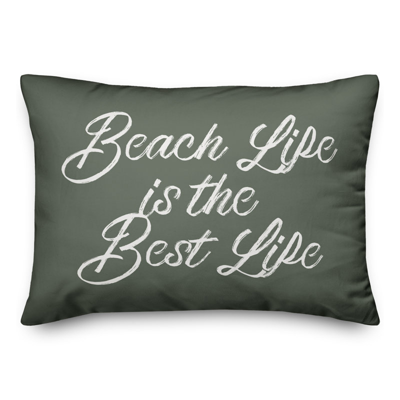 Outdoor Reversible Throw Pillow, Sage, 14" H x 20" W