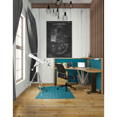 Drum and Cymbal Blueprint Patent Chalkboard  Wrapped Canvas Print