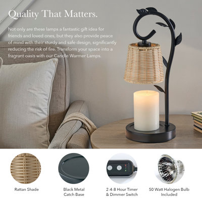 Lampe Ivy Candlewarmer avec minuterie - Chauffe-cire à intensité variable, 3 modes d'éclairage et arrêt automatique