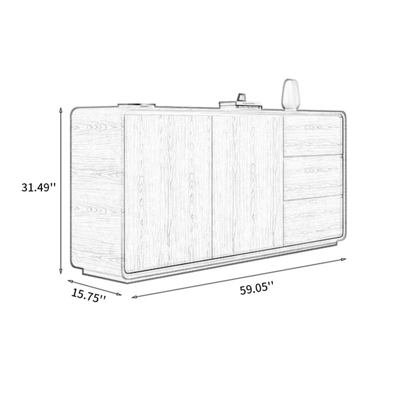 Modern Simple Solid Wood Sideboard, Black/White, 31.49" H x 59.05" W x 15.75" D