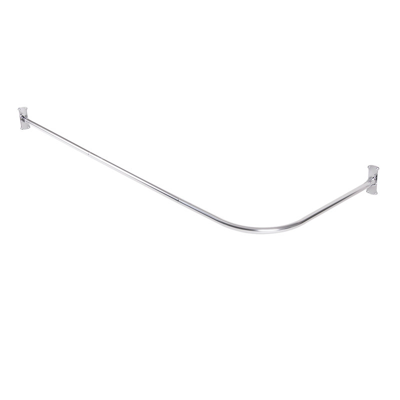 Chrome L-Shaped Wall Mounted Shower Curtain Rod