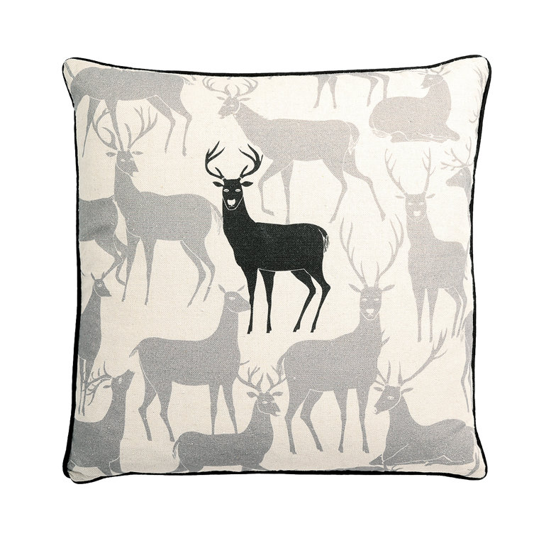 Treden Reindeer Square Pillow Cover and Insert, Black