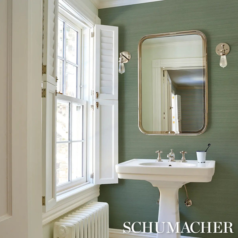 Schumacher x Patterson Flynn Musa Abaca Wallpaper, Light Green