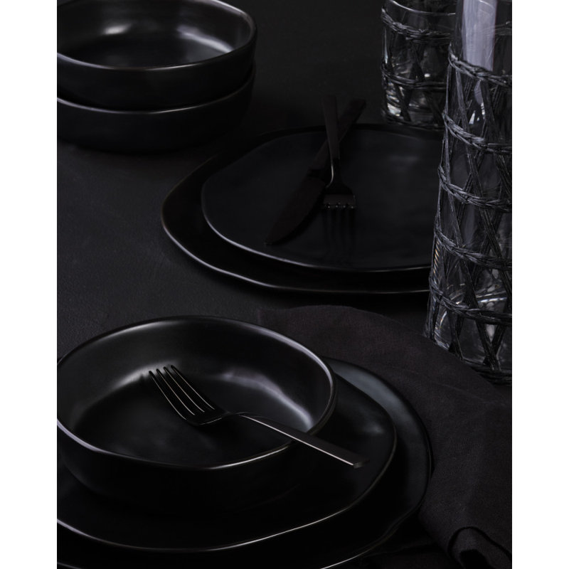 Stone by Mercer Project Hekonda 32-Piece Dinnerware Set Stoneware, Black