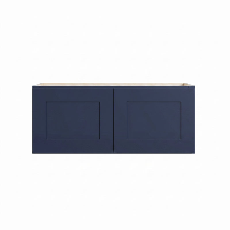 Armoire murale bleu marine Shaker, structure en bouleau massif, boîte d'armoire en contreplaqué, tablette réglable, finition matte douce, plusieurs tailles