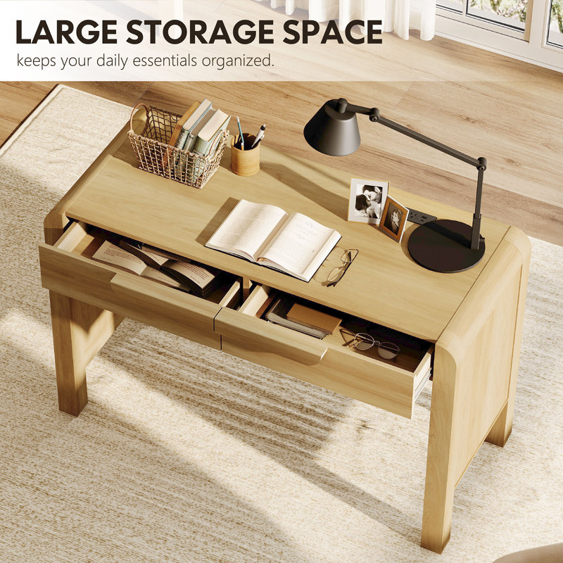 47-Inch Modern Sofa Table, Wood Arched Console Table Behind Couch With Drawers And Charging Station For Entryway, Living Room, Foyer, Hallway, And Office