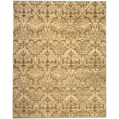 Odia Hand Knotted Wool And Linen Damask Rug