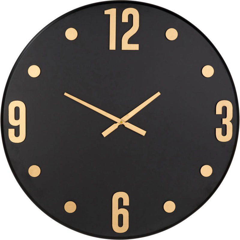 Metal Wall Clock, Black/Gold
