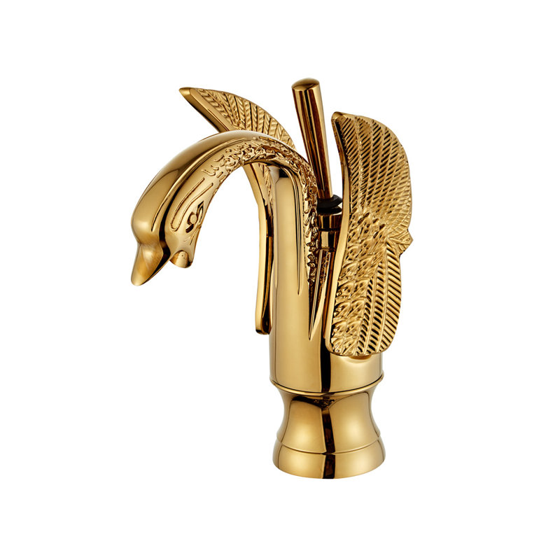 Robinet pour salle de bain à poignée simple avec drain, Nickel poli brillant