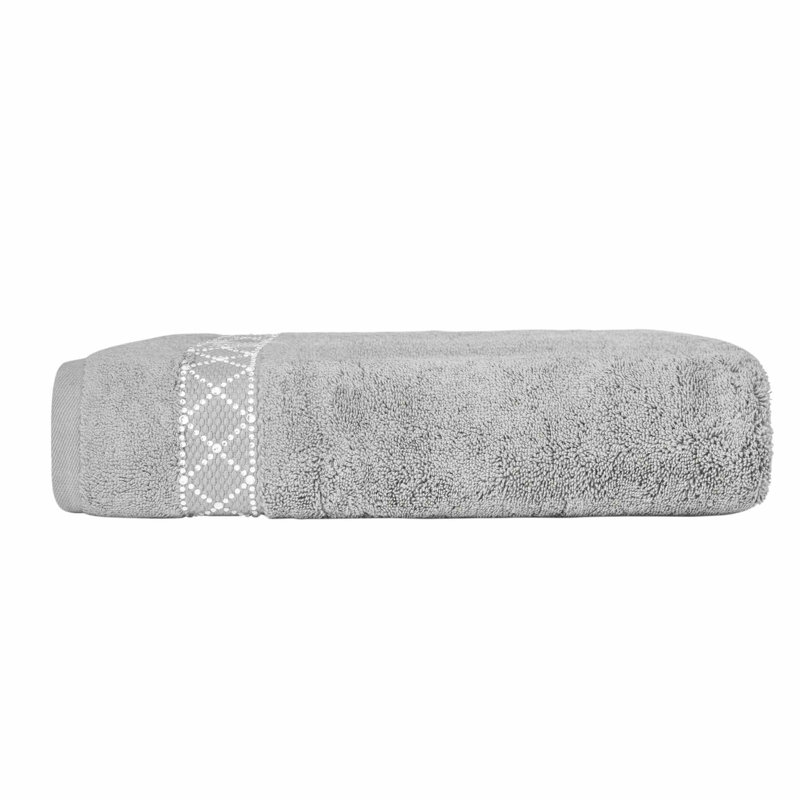 Sparkles Home Atlas Rhinestone Bath Towel | Glamorous Cotton Terry Towel with Glittering Cross Design, Gray