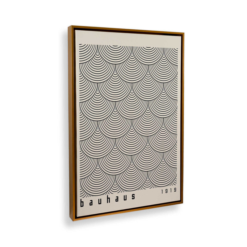 Echoing Bauhaus Arches Canvas Print, 18.75" H x 12.75" W x 1.75" D, Polished Gold Floater Framed