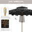 Parasol de patio gris foncé de 9 pi avec 8 nervures, inclinaison à bouton-poussoir et manivelle, double toit à volants pour auvent de piscine de terrasse de jardin extérieur - manivelle réglable