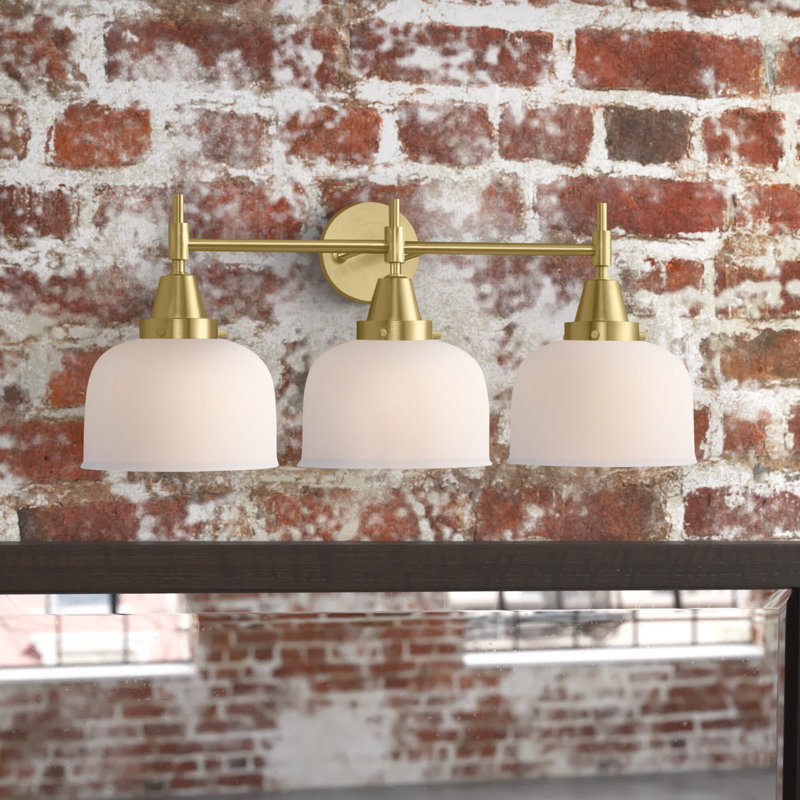 Éclairage pour meuble-lavabo à 3 lumières à intensité variable Gayle, Laiton satiné, Ampoule DEL rétro 4 watts, Blanc mat