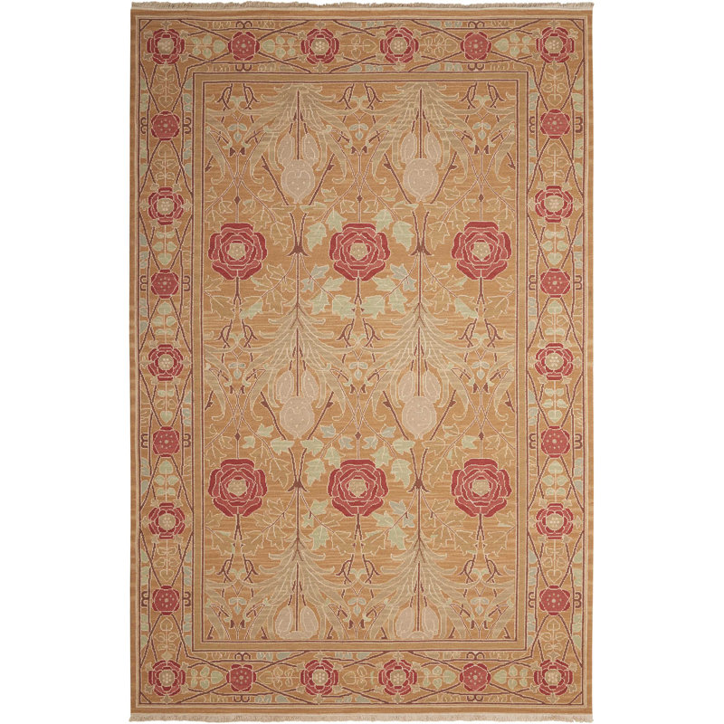 Hillendale Floral Handmade Flatweave Wool Brown/Red Indoor/Outdoor Area Rug, Rectangle 3'10" x 5'10"