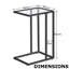 Tempered Glass C Shape Metal Side Table Black