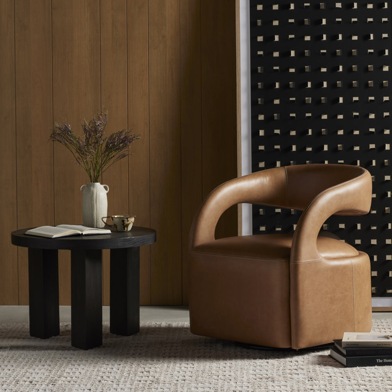 Hawkins Swivel Armchair, Sonoma Butterscotch Top Grain Leather