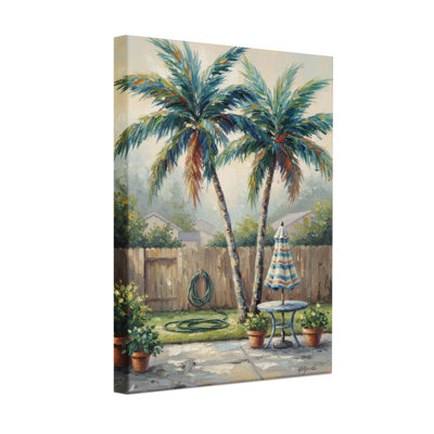 Plants &Flowers Tropical Garden With Palm Trees And Umbrella