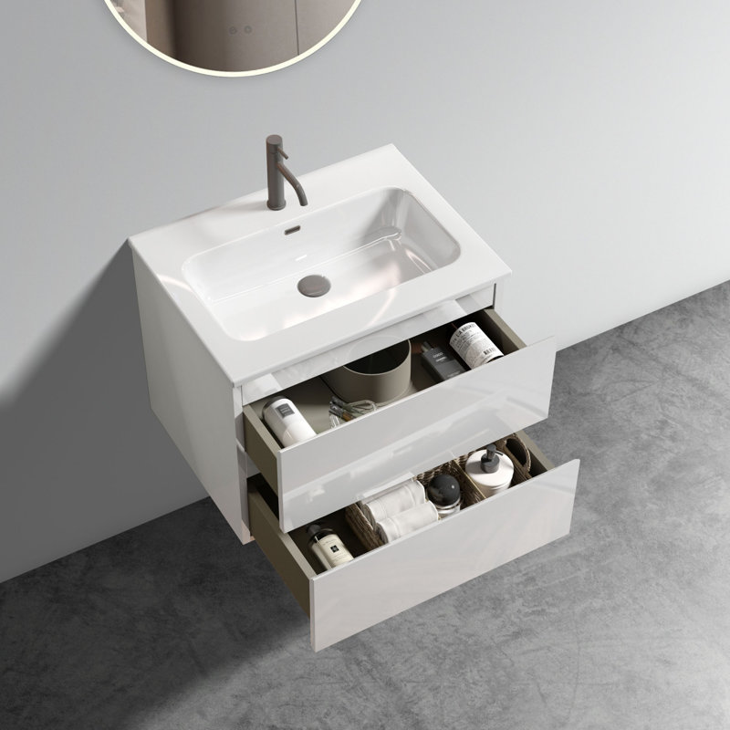 Meuble-lavabo mural 24 po avec lavabo en céramique