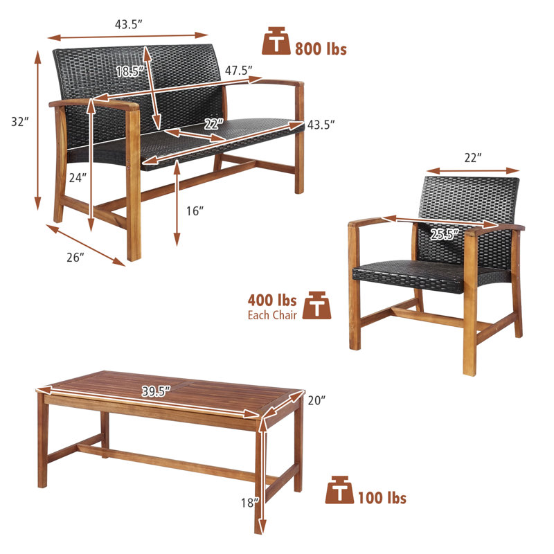 Briena Acacia 4 - Person Patio Conversation Set