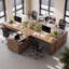 Bureau de direction 71 "avec armoire, ensemble de bureaux en L avec tiroirs et tablettes de rangement