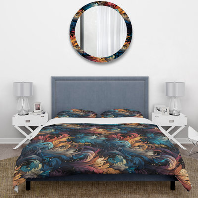 Ensemble de housse de couette bleu et jaune Cosmic Radiance - Botanical