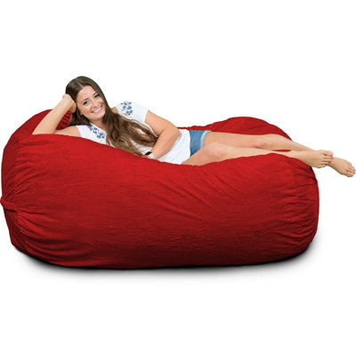 | Fauteuil à billes 5,5 pi | Rembourrage en mousse - Housse lavable amovible, suède rouge