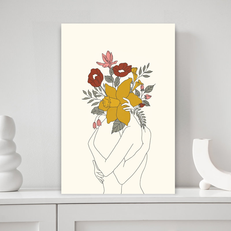 Art floral abstrait, nature et amour, H 18 po x l 12 po