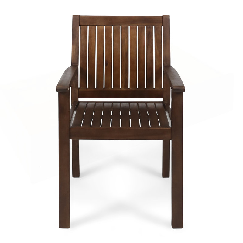 Dark Brown Acacia Wood Outdoor Dining Chair Set