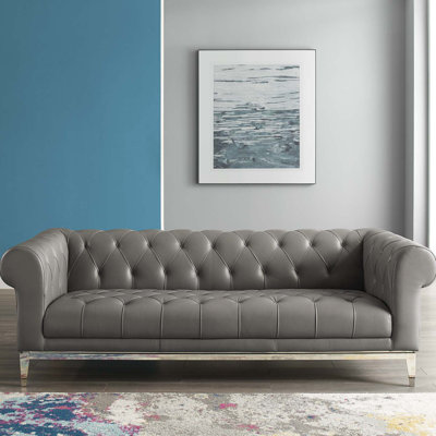 Canapé Chesterfield en cuir capitonné à boutons Idyll