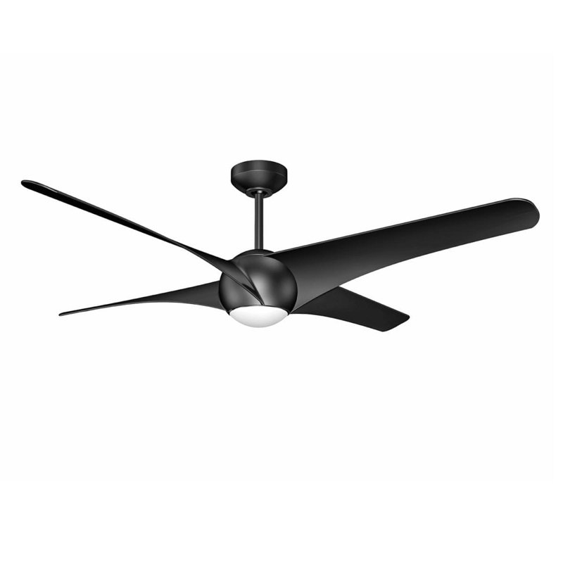 Ventilateur de plafond à courant continu noir JUNO 54 avec ensemble d'éclairage à DEL et télécommande - Moderne, élégant et efficace