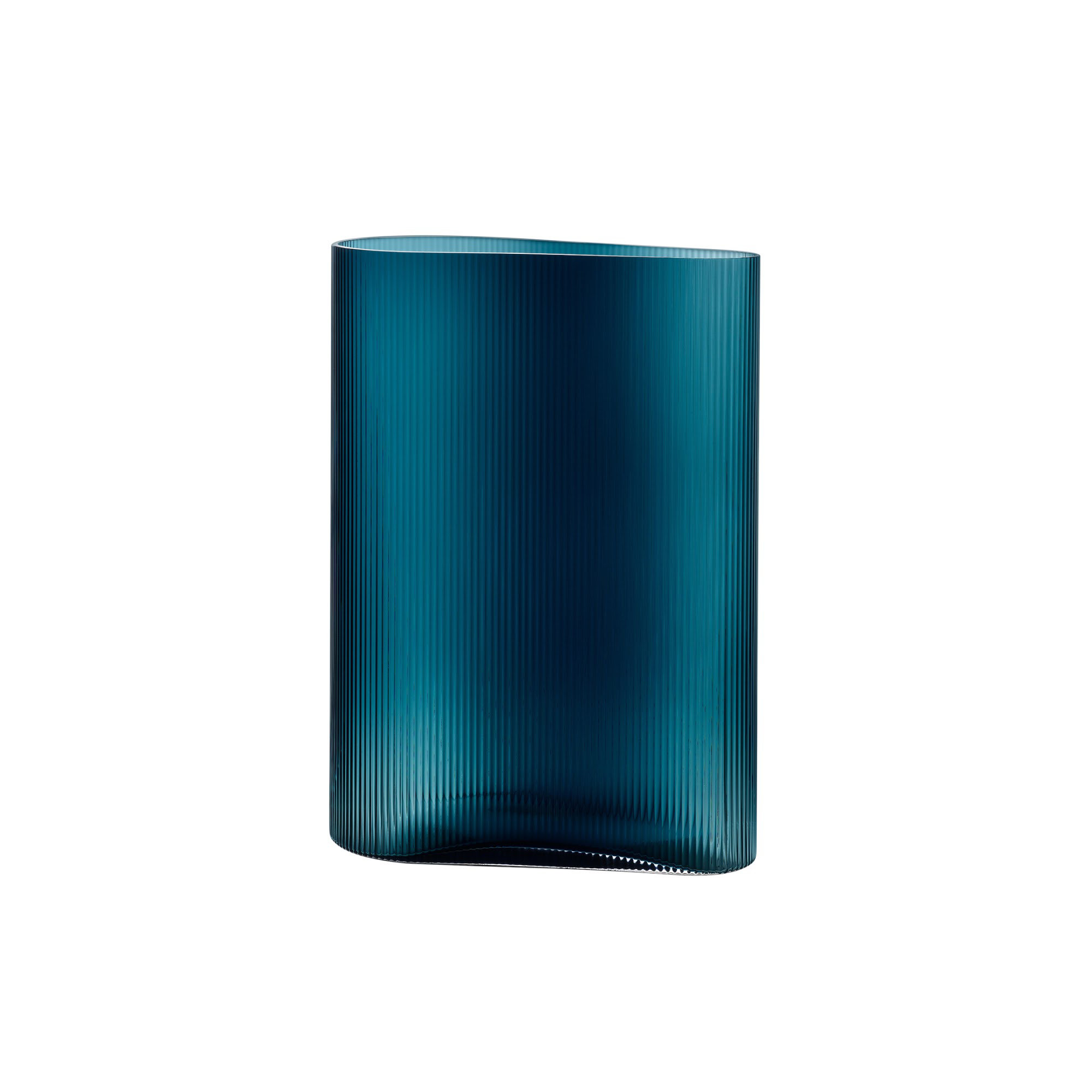 Mist Handmade Lead Free Crystal Table Vase, Petroleum Green, 14.96" H x 11.02" W x 5.51" D