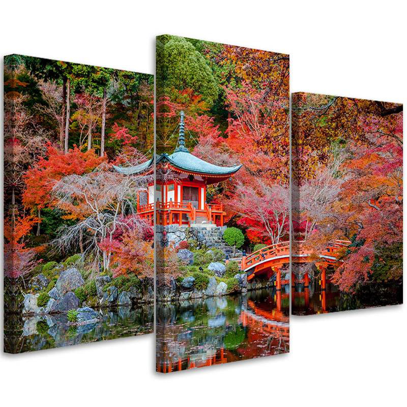 Japan Landscape - 3 Piece No Frame Print on Canvas, 100cm H x 150cm W