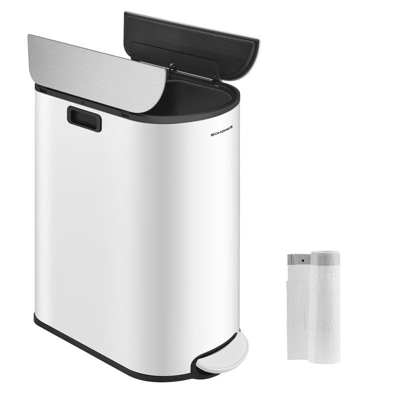 Cresong Step On Kitchen Trash Can - 30L, Cloud White/Metallic Silver