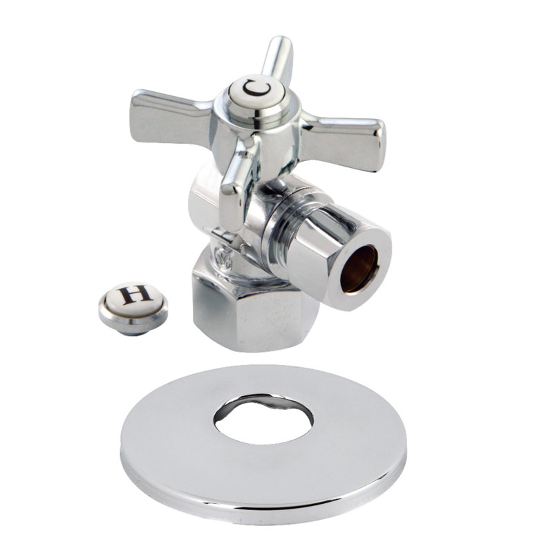 Vanne d’arrêt d’angle quart-de-tour comp, Chrome poli