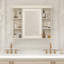 Armoire murale de salle de bain 35 po x 28 po avec porte miroir, armoire à pharmacie moderne avec 6 tablettes ouvertes, armoire murale de salle de bain-1056624914