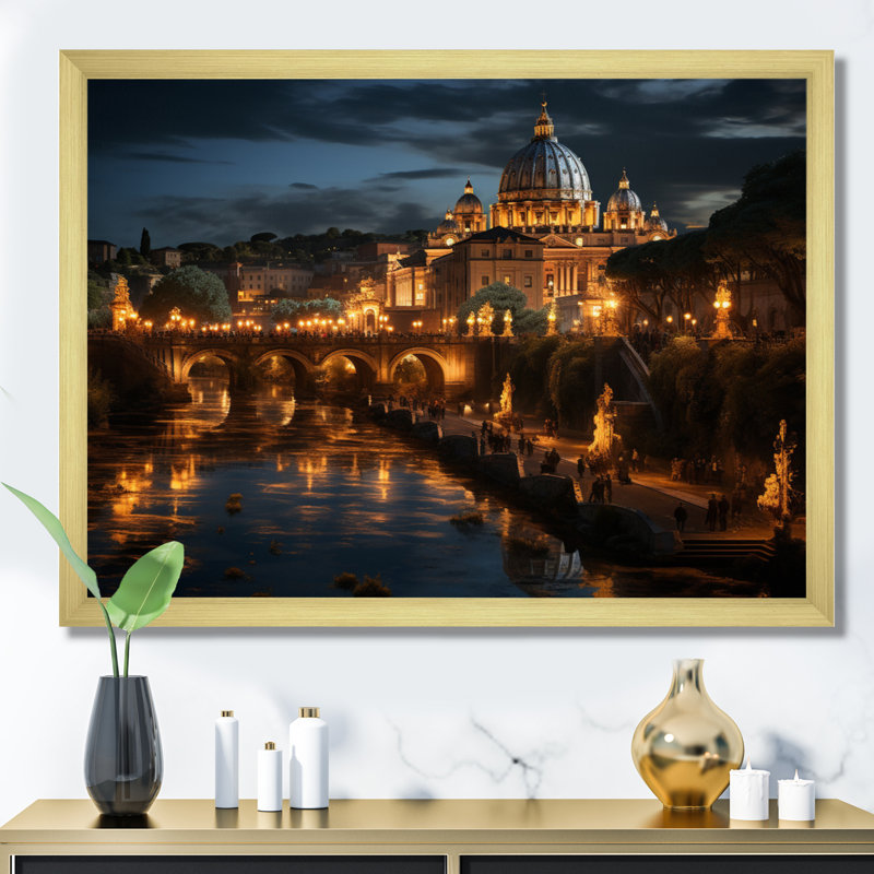 Italie, Italie, Cité du Vatican, impressions sur toile, H 16 po x l 32 po x P 1 po, Cadre doré simple