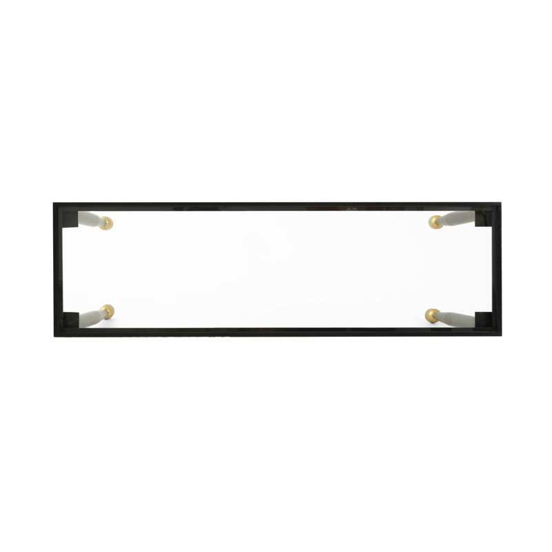Large console moderne en verre glamour de 39,76 po avec bordure cannelée en métal Sorem et plateau en verre trempé Sorel