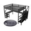 Queen Size Loft Bed With L Shaped Desk, LED Light And USB For Kids Teens Adults