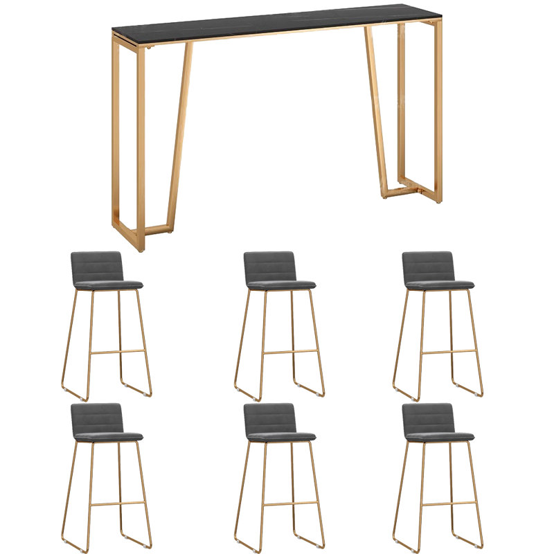 Tabourets et tables de luxe et luxueux, H 41,3 po x L 70,8 po x l 15,7 po, Noir et or, Gris