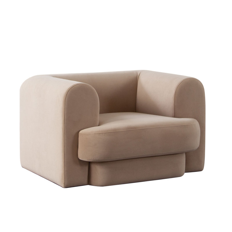 Fauteuil surdimensionné rétro Foxo, velours brun chameau rembourré, largeur de 44 pouces, Brun chameau
