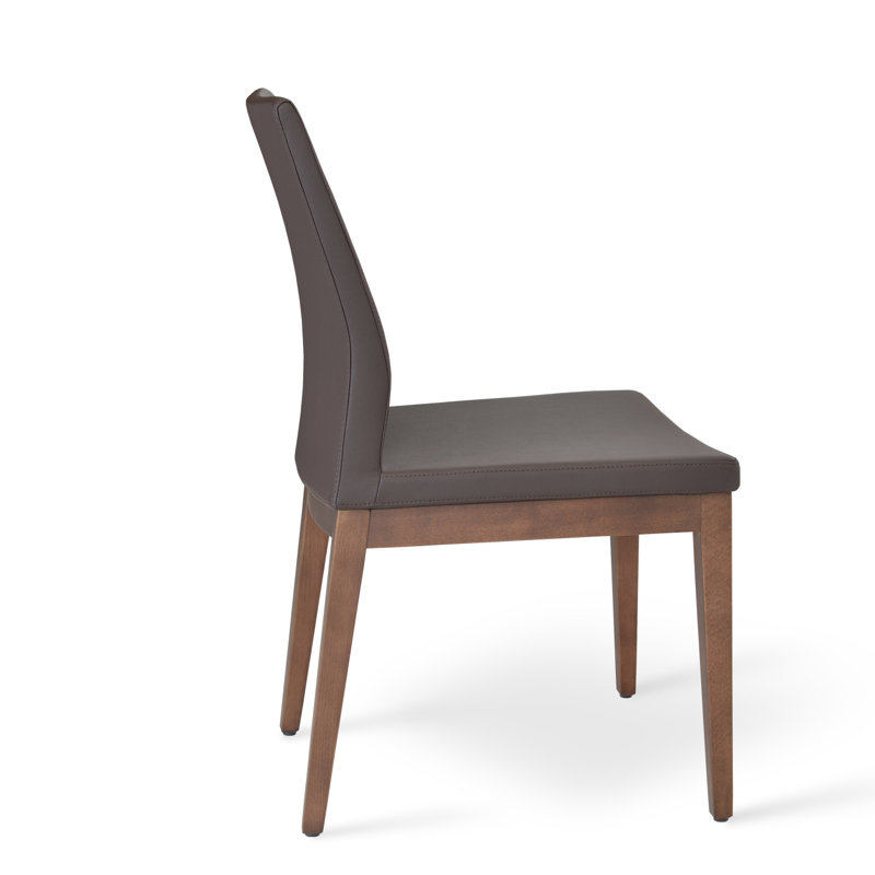 Pasha Wood Dining Chair in Boucle Fabric, Walnut, Gray Yoradale Boucle